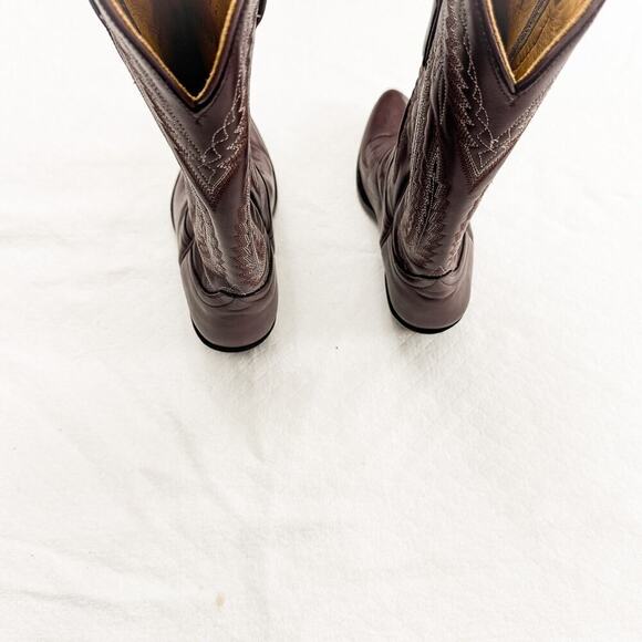 Star Boots Stitched Brown Leather Cowboy Boots - Picture 4 of 7